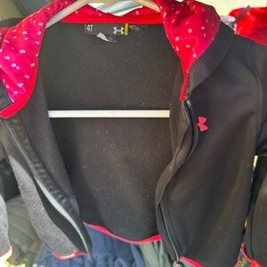 Under Armour Black Jacket with Pink Polka Dot Hood